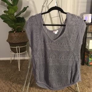 Blue gray crochet sweater